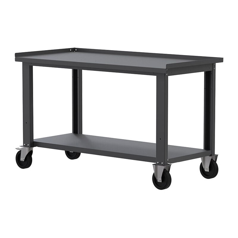 foto del prodotto sogi banco da lavoro con ruote x3n100ar 1.5 m piano in acciaio grigio antracite