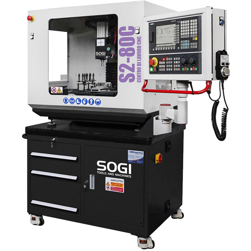 foto del prodotto sogi centro di lavoro cnc s2 80c con siemens sinumerik 808da mandrino iso20 basamento mobile uso didattico