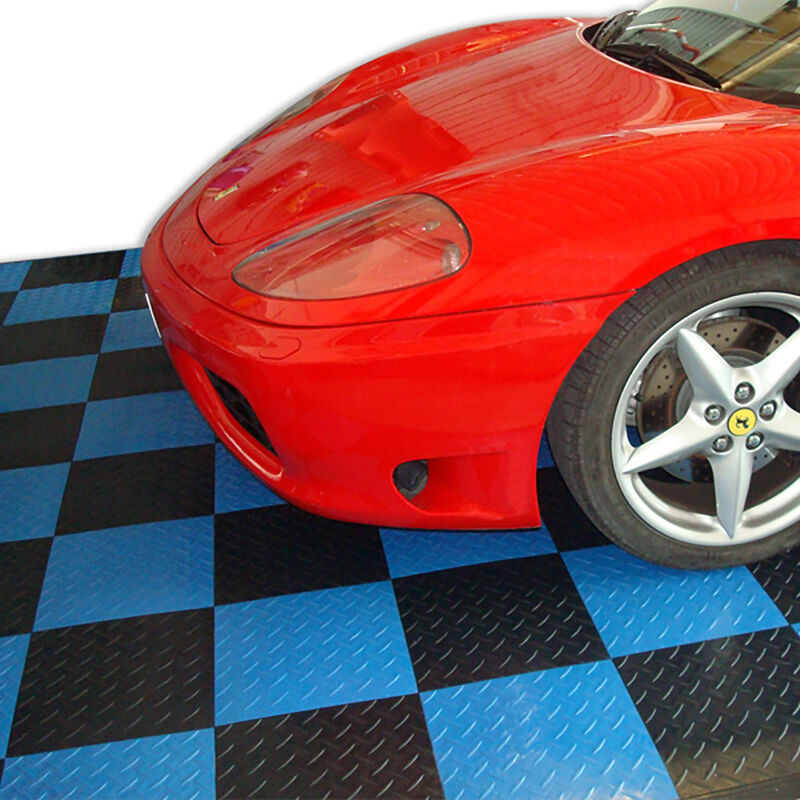 foto del prodotto sogi kit da 9 piastrelle 1 mq pav 01 bl1 in pp per officina, garage, autosalone colore blu