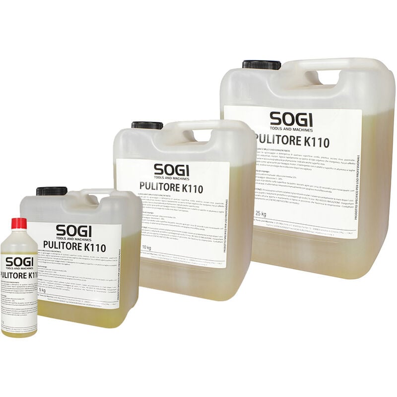 foto del prodotto sogi liquido sgrassante detergente ultraconcentrato k110 per vasca pulitrice formato 1 l, 5 kg, 10 kg o 25 kg, formato1 l