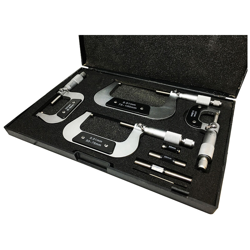 foto del prodotto sogi micrometri per esterni in set 4 pz mic 0 100 0 100 mm micrometro centesimale assortimento
