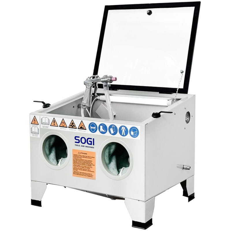 foto del prodotto sogi sabbiatrice da banco professionale s 56 con accessori cabina di sabbiatura