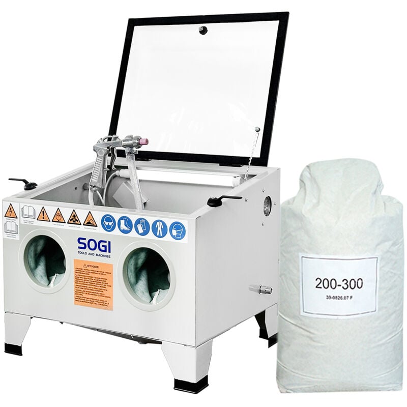 foto del prodotto sogi sabbiatrice s 56 da banco sacco 25 kg di microsfere in vetro grana 200 300 s 56 25 kg di microsfere in vetro grana 200 300