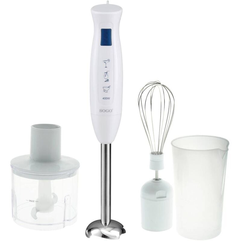 immagine 0 del prodotto sogo human technology frullatore ad immersione 400 w con misurino, con trituratore, sbattitore bianco