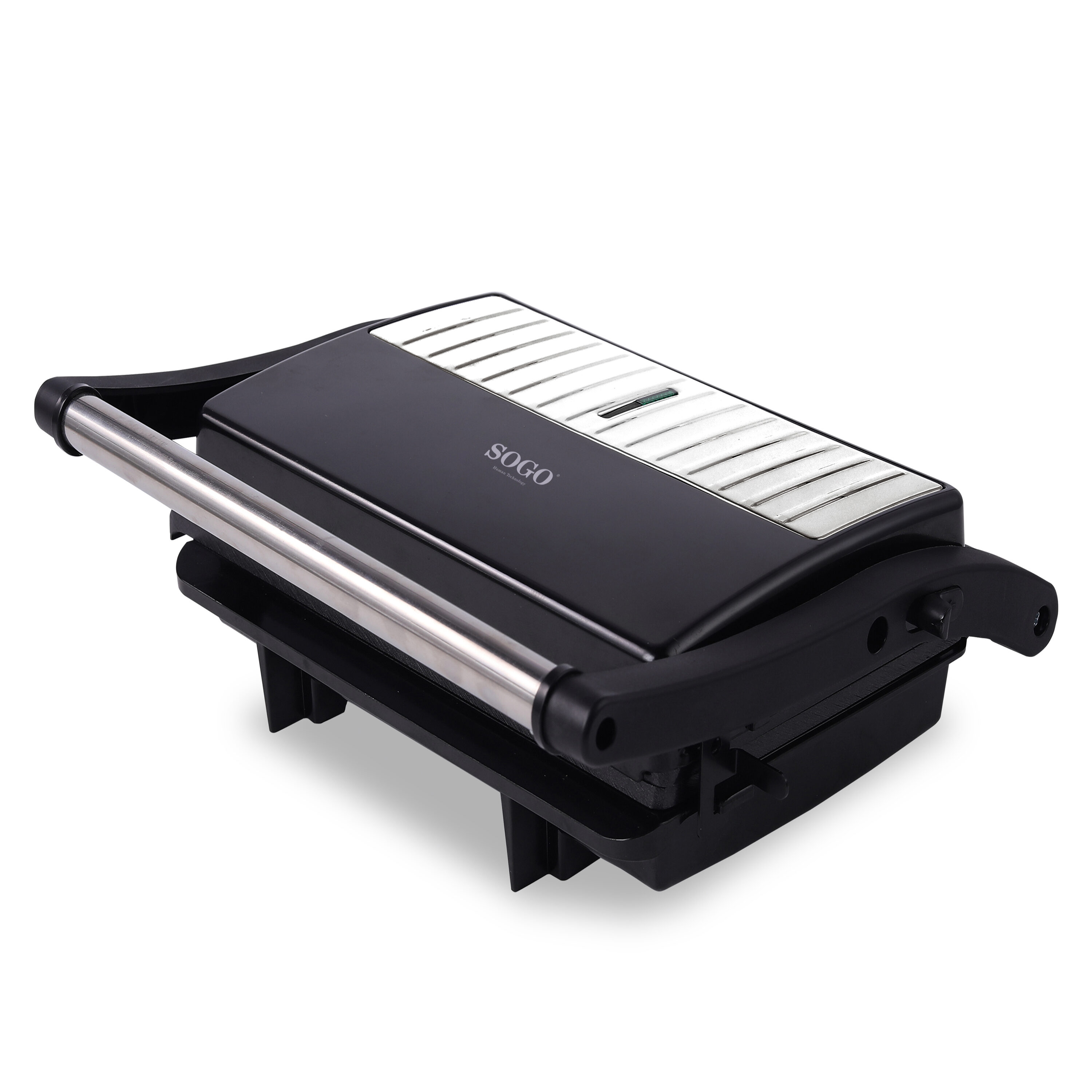 foto del prodotto sogo pressa per panini e sandwich 1000w – piastra antiaderente, grill 180°, termostato automatico, maniglia fredda, facile da pulire