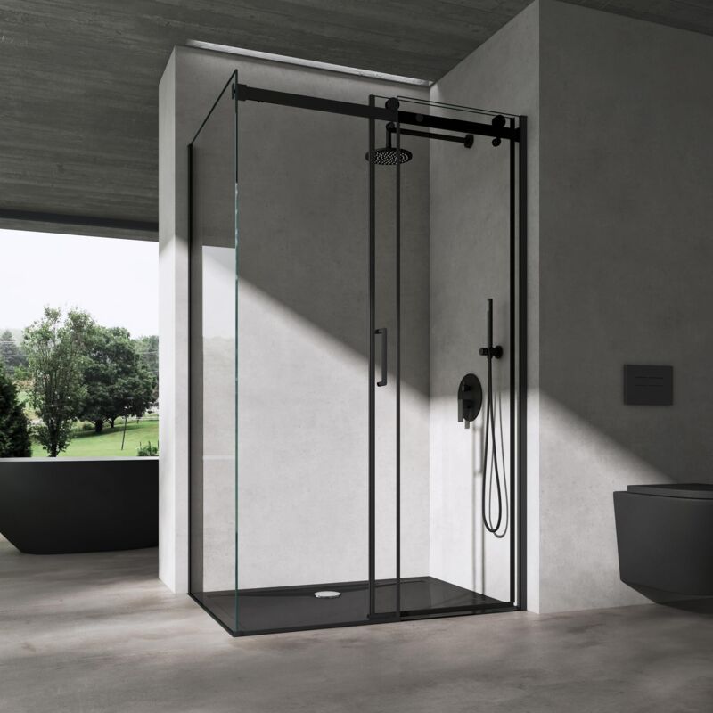 foto del prodotto sogood doporro box doccia 70x110x195 cm cabina doccia angolare con porta scorrevole vetro di sicurezza esg 8mm trasparente con nano rivestimento