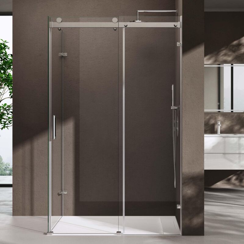 foto del prodotto sogood doporro box doccia 75x100x195cm, cabina doccia con porta scorrevole vetro di sicurezza esg vetro trasparente incluso rivestimento facile da