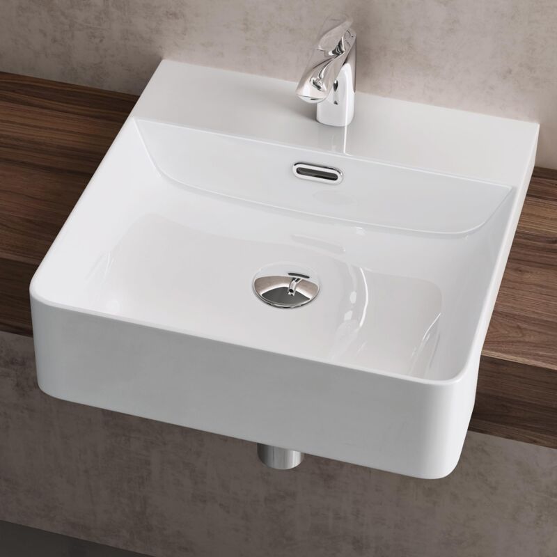 foto del prodotto sogood doporro lavabo da appoggio lavabo da incasso 42,5x42,5x12,5cm, lavandino bagno br ssel702 in ceramica con nano rivestimenti inclusi, bianco