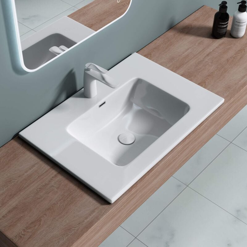 foto del prodotto sogood doporro lavabo da incasso, lavabo sottopiano 70x48x14cm, lavandino bagno da minerale fuso colossum02 700, bianco