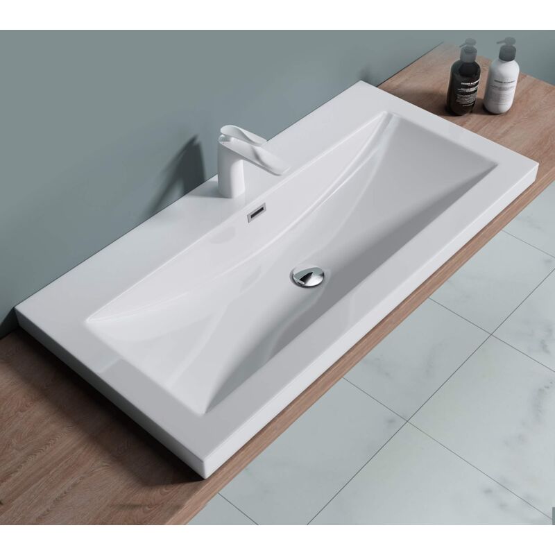 foto del prodotto sogood doporro lavabo incasso, lavabo sottopiano da marmo fuso 100x48x13cm lavandino bagno colossum01