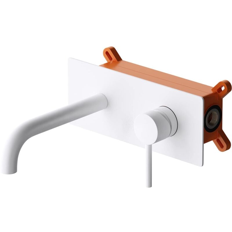 foto del prodotto sogood doporro rubinetto cascata parete,miscelatore da bagno lavabo muro in ottone cromato wa112, bianco
