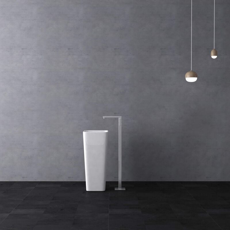 foto del prodotto sogood doporro rubinetto vasca da bagno freestanding103.5cm, rubinetti vasca da pavimento cascada1, finitura cromata, argento