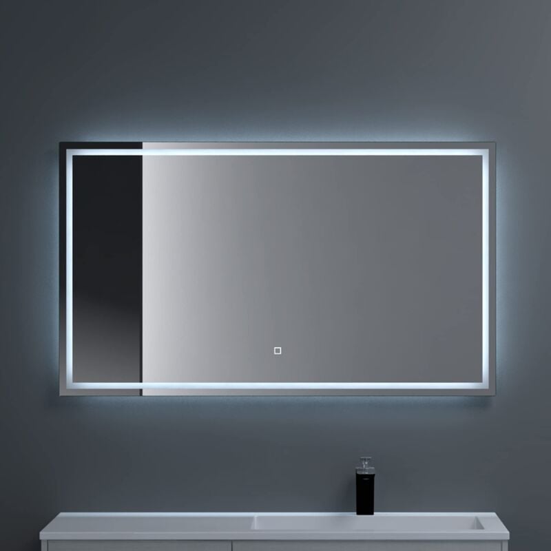 foto del prodotto sogood doporro specchio da bagno appeso a led, specchio per bagno con luce led 1400x700mm touch control specchio senza cornice ramata di 5mm