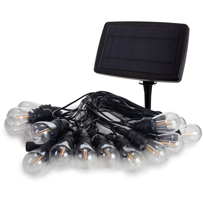 foto del prodotto solar led 15 m 15 lampade bianco caldo filo nero