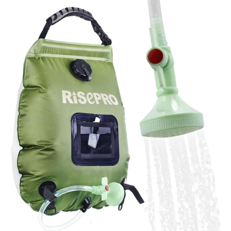 foto del prodotto solar shower bag, 20 liters, camping, temperature 45 c, hiking, climbing