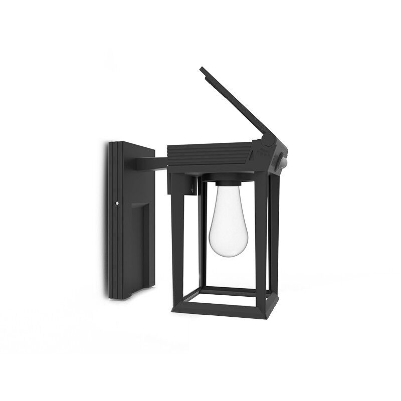 foto del prodotto solar wall applique black e27 twilight detector 2w white hot 3000k ip44