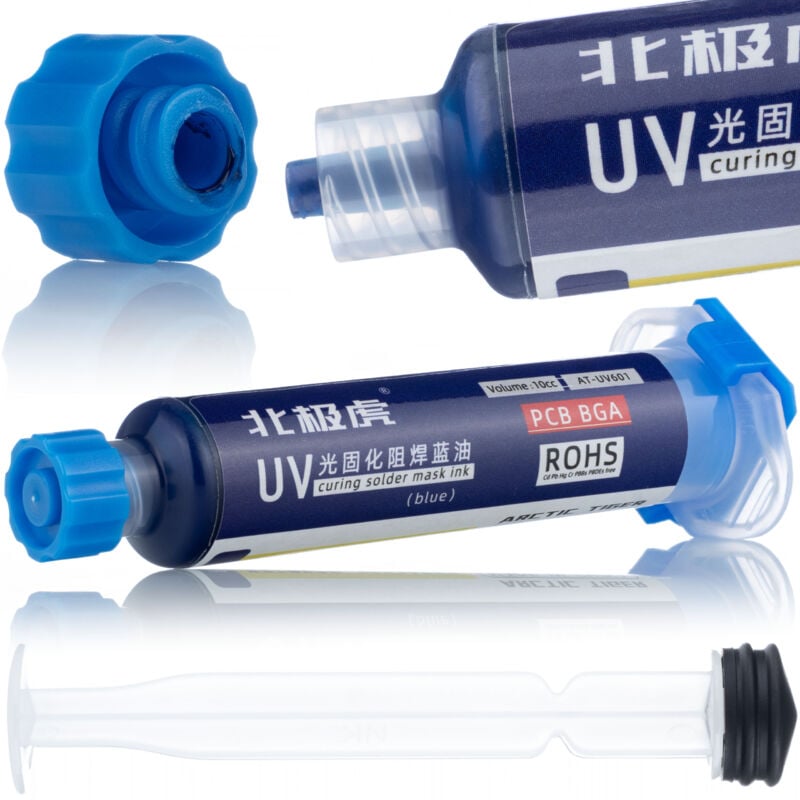 foto del prodotto soldermask blu 10ml con stantuffo