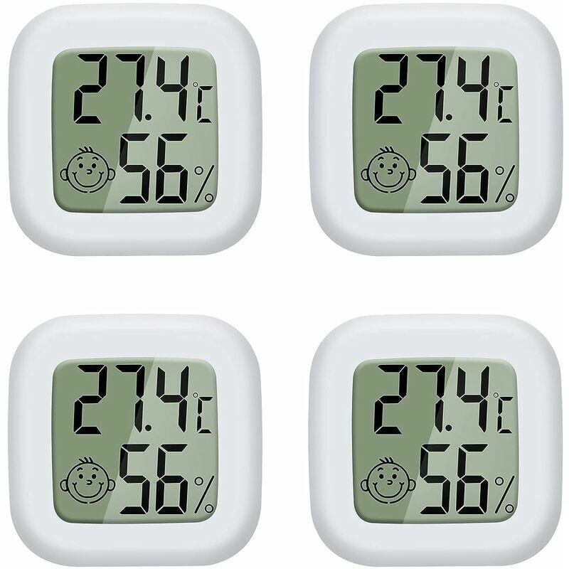 foto del prodotto soleil mini termometro igrometro lcd da 4 pezzi per uso interno, adatto per camerette per bambini, camere per anziani, ecc.