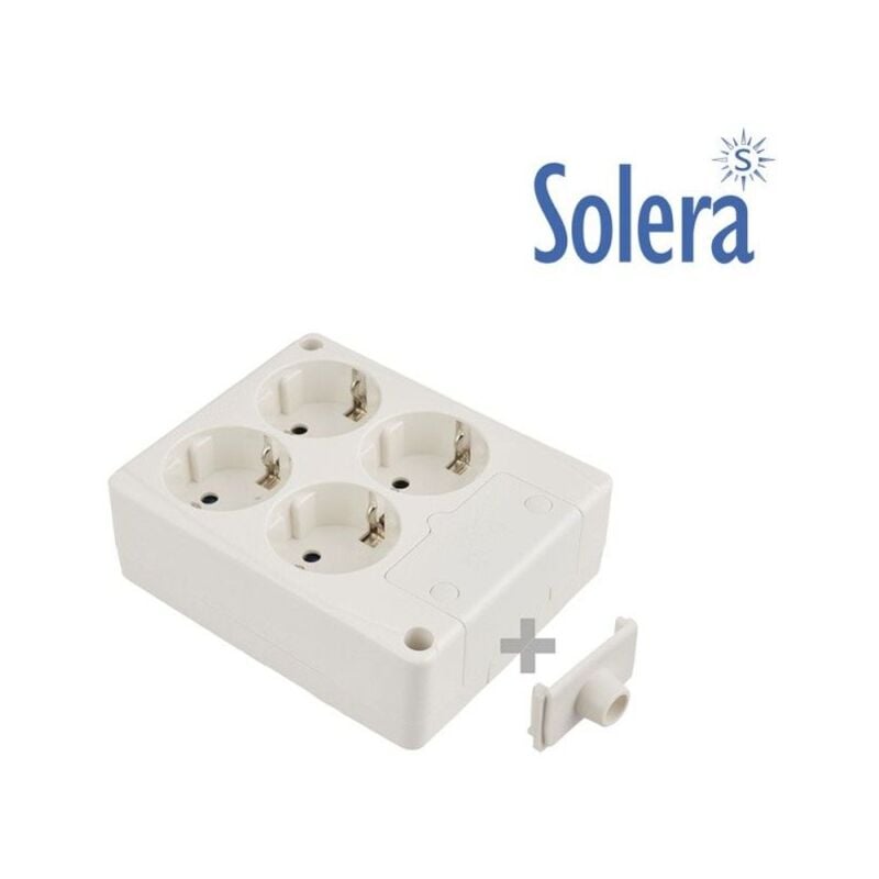 foto del prodotto solera base bipolare 4 prese con t t laterale 16a 250v colore bianco 8104