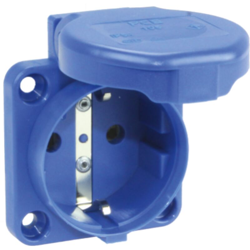 foto del prodotto solera - base fissa da retroquadro con coperchio schuko 2p t 16a 250v ip54 ik09 5x6,2x4,2cm colore blu