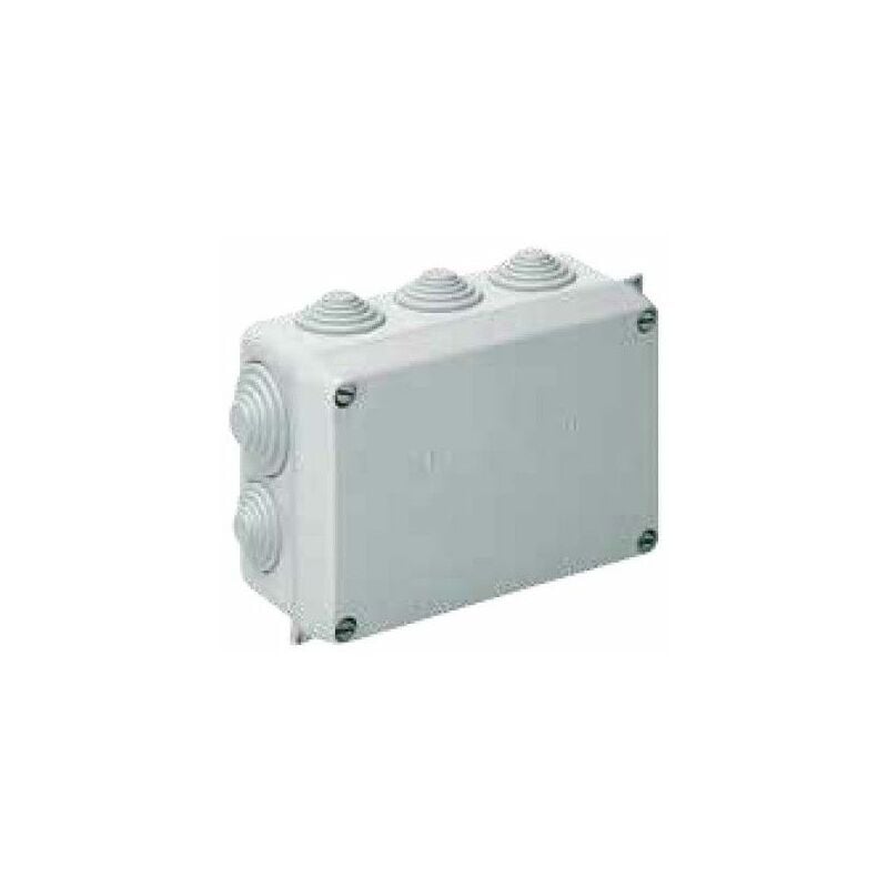 foto del prodotto solera scatola di connessione rettangolare stagna ip55 153x110x65mm con coperchio di chiusura con viti e 10 coni grigi 716