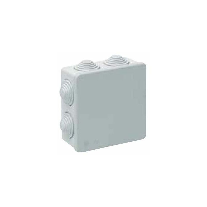 foto del prodotto solera scatola di connessione stagna quadrata ip55 100x100x45mm con coperchio a scatto e 7 coni grigi 615