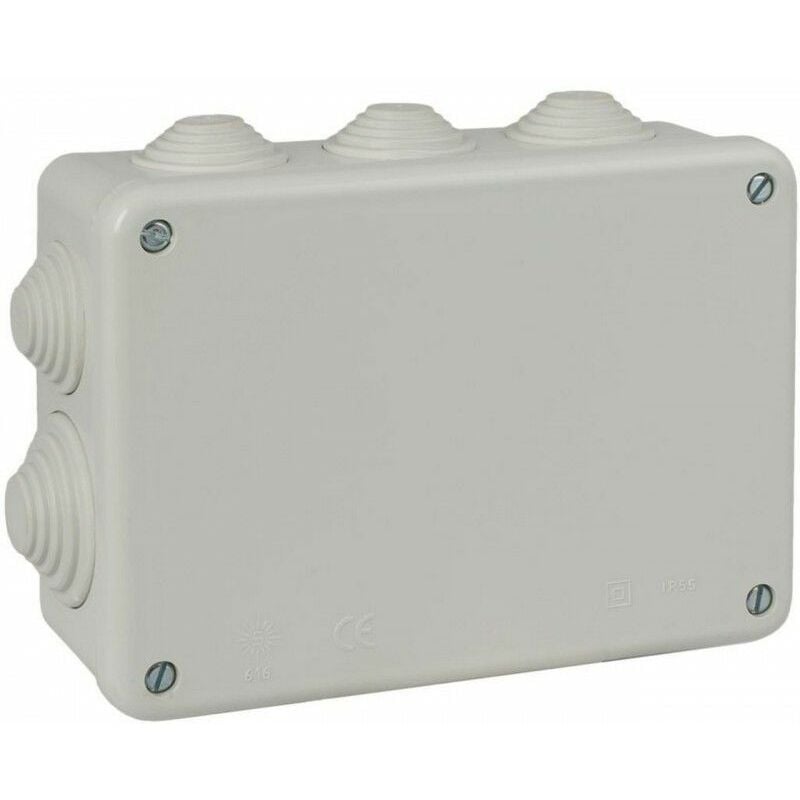 foto del prodotto solera scatola di connessione stagna rettangolare a 10 coni ip55 ik08 153x110x55mm 163x120x63mm con coperchio di chiusura con viti grig