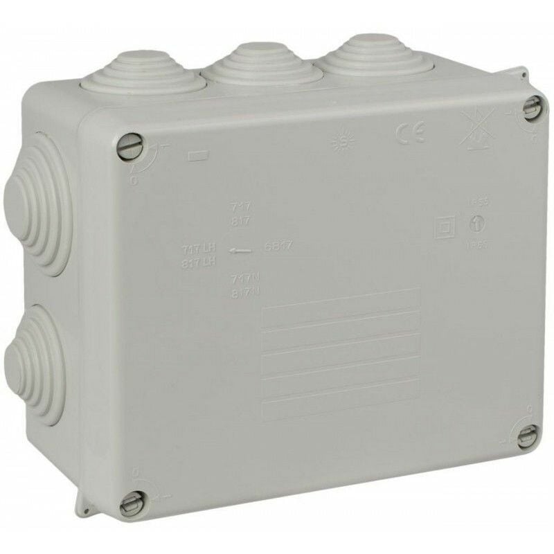 foto del prodotto solera scatola di connessione stagna rettangolare a 10 coni ip55 ik08 160x135x70mm 165x145x84mm con coperchio di chiusura con viti grig