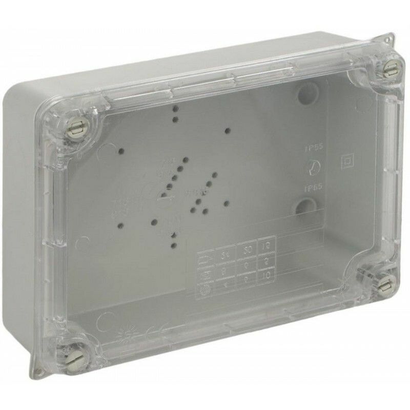 foto del prodotto solera scatola di connessione stagna rettangolare senza coni ip65 ik08 153x110x65mm 160x120x71mm con coperchio trasparente con chiusura