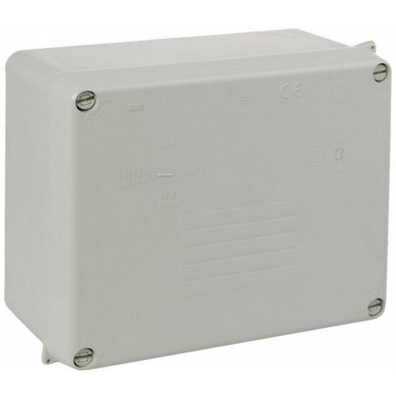 foto del prodotto solera scatola di connessione stagna rettangolare senza coni ip65 ik09 160x135x70mm 165x145x84mm con coperchio di chiusura con viti gri
