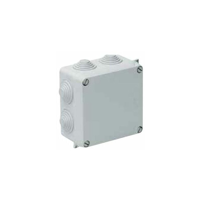 foto del prodotto solera scatola di derivazione quadrata stagna ip55 100x100x55mm con coperchio di chiusura con viti e 7 coni grigi 715