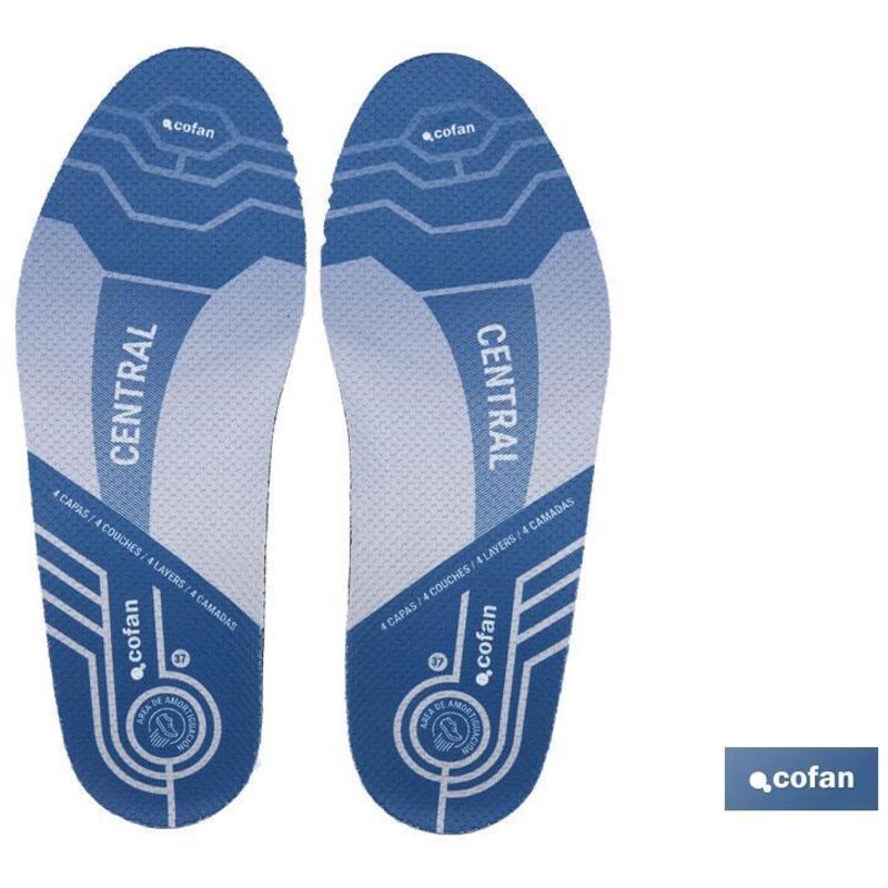 foto del prodotto solette protettive per impronta neutra taglia 43 realizzate in schiuma blu e poliuretano