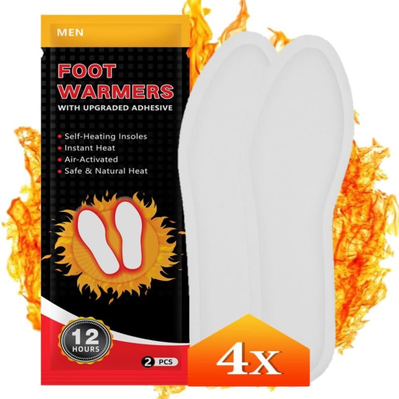foto del prodotto solette riscaldate, scaldapiedi e riscaldatori ad aria, scaldapiedi extra caldi che durano 12 ore, 4 paia, calore 100 naturale, calore istantaneo,