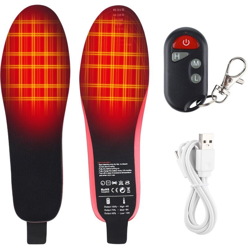 foto del prodotto solette riscaldate usb 41 45 con 3 impostazioni di temperatura ricaricabili tagliabili scaldapiedi invernali per uomo e donna