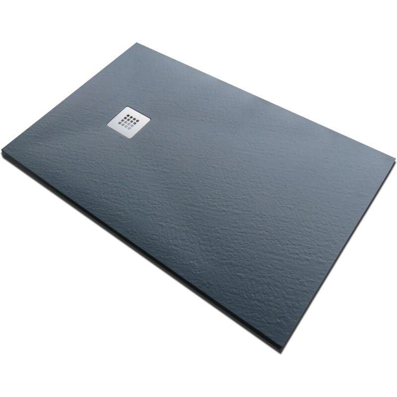 foto del prodotto solidstone - piatto doccia in pietra alto 2,8 cm - antracite grafite nero 80x160