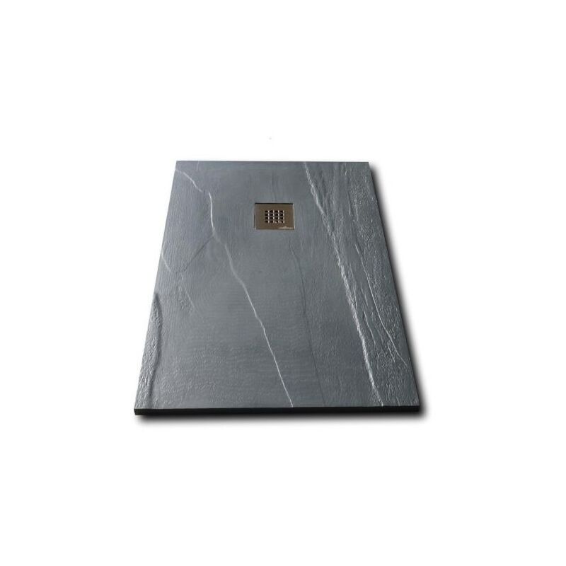 foto del prodotto solidstone piatto doccia nero rettangolare 70 80 90 100 ardesia effetto pietra slim dimensione piatto 70x100