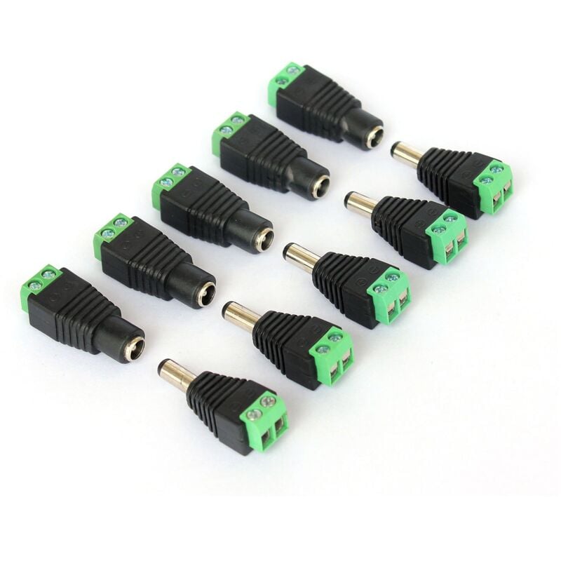 foto del prodotto sollbry 10 connettori cc maschio femmina per telecamera cctv 2,1 x 5,5 mm