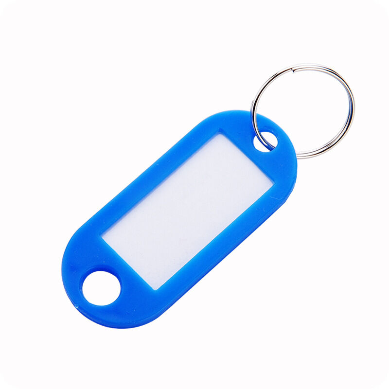 foto del prodotto sollbry 10 etichette portachiavi in plastica per chiavi e documenti d identit , nome, numero, indirizzo, informazioni blu, 5 2,2 cm 