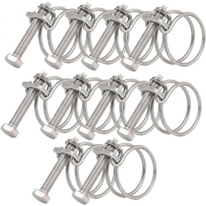 foto del prodotto sollbry 10 fascette stringitubo a doppio filo in acciaio inossidabile 201 regolabili per tutti i tipi di tubi dell acqua, tubi flessibili, tubi in