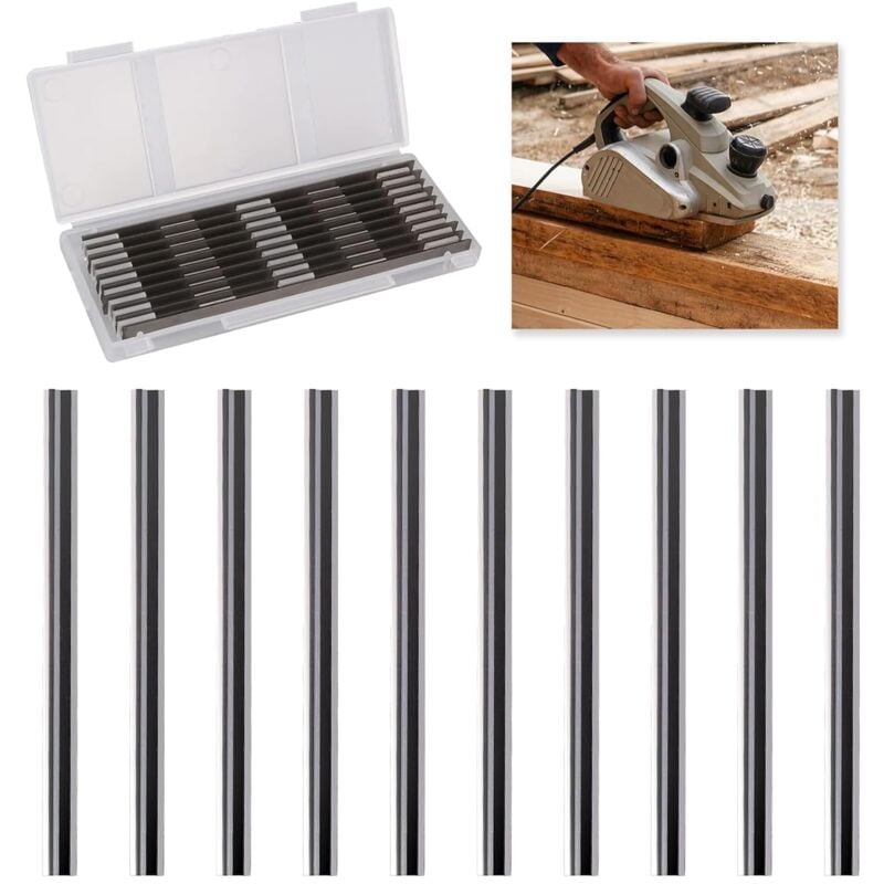 foto del prodotto sollbry 10 lame per pialla elettrica, lama per pialla da 82 mm, compatibile con makita, bosch, hitachi, black decker, dewalt, trend elu, ideale per