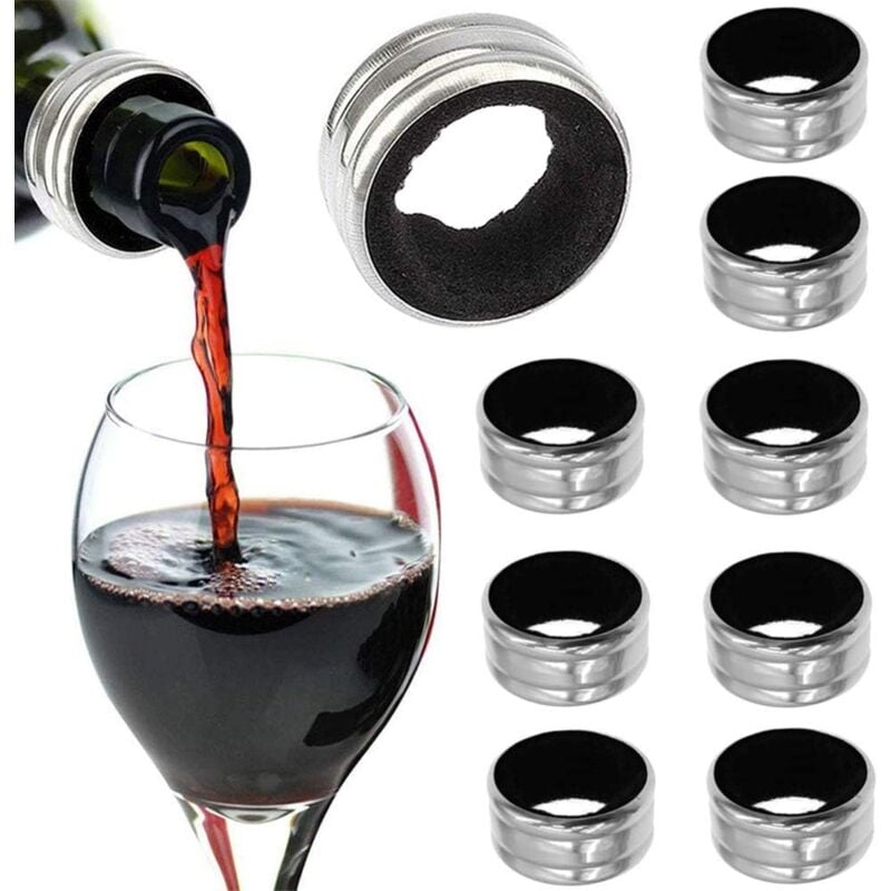 foto del prodotto sollbry 10 pezzi anello antigoccia, anello antigoccia in acciaio inossidabile, anello antigoccia per alcol, feltro antitraboccamento a prova di