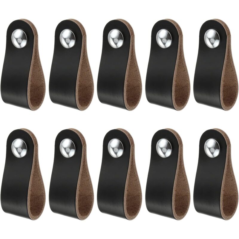 foto del prodotto sollbry 10 pezzi maniglia in pelle per mobili maniglia per porta in pelle maniglie per armadietti in pelle maniglia per porta da cucina in pelle