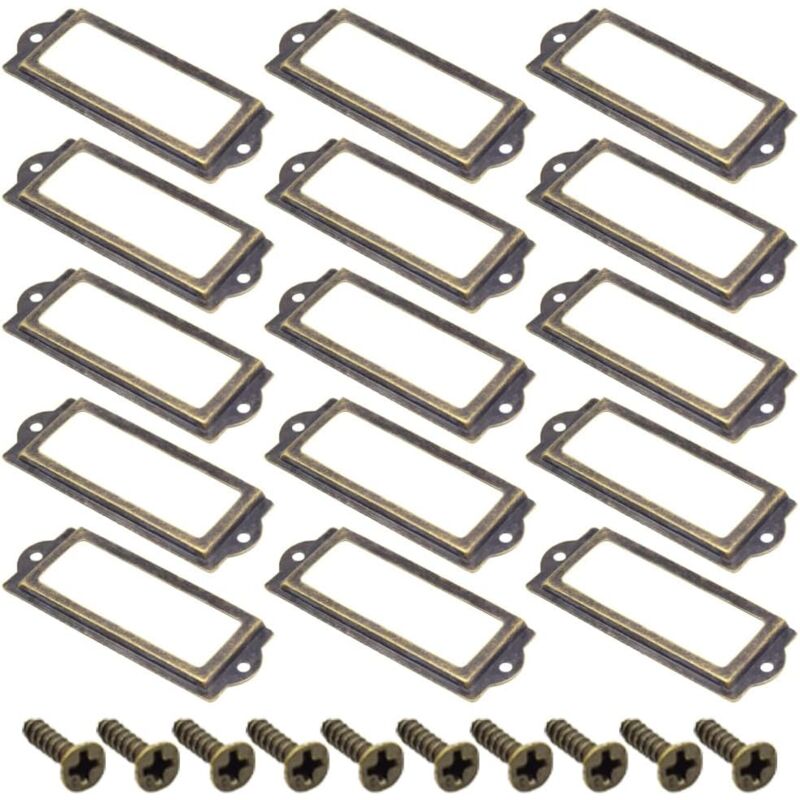 foto del prodotto sollbry 10 pezzi porta etichette retr in bronzo antico porta etichette in metallo porta etichette vintage per cassetti, armadi e classificatori