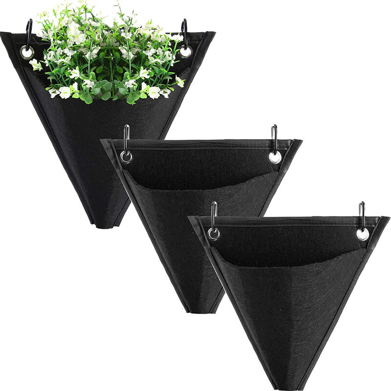 foto del prodotto sollbry 10 pezzi sacchi per piante da parete da giardino, tasca per piantagione verticale, sacchi per piantagione appesi, design triangolare, con