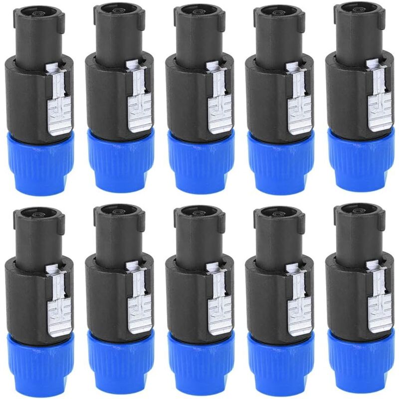 foto del prodotto sollbry 10 pezzi speakon cavo amplificatore connettore 4 pin impermeabile spina altoparlante audio c nl4fc blu 