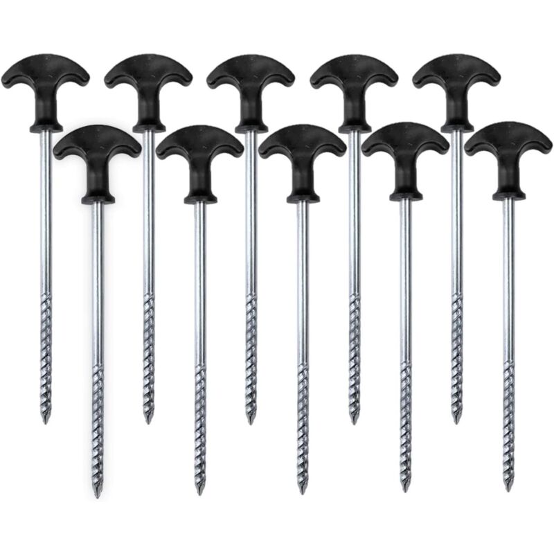 foto del prodotto sollbry 10 picchetti a spirale per tenda, picchetti antiruggine da 21 cm, picchetti per tenda da campeggio, picchetti per bivacco in corda