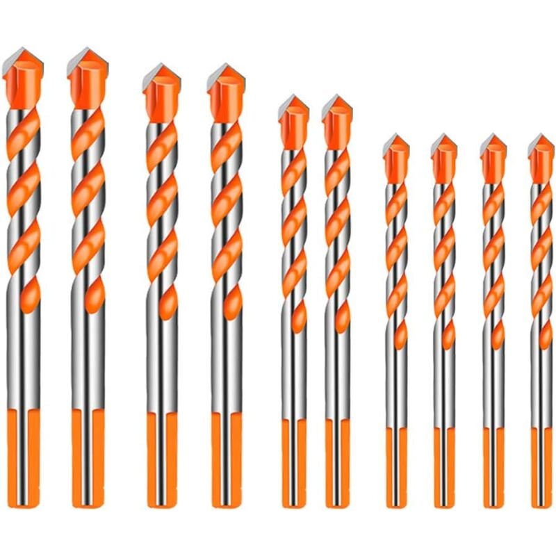 foto del prodotto sollbry 10 punte da trapano per piastrelle, punte da trapano multimateriale, triangolari, per piastrelle, cemento, mattoni, vetro, plastica, marmo,