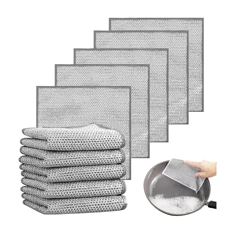 foto del prodotto sollbry 10 strofinacci multifunzionali antigraffio, strofinacci in filo metallico a doppio strato, strofinacci in microfibra