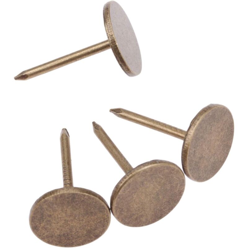 foto del prodotto sollbry 100 chiodi per tappezzeria, puntine da disegno, stile vintage, a testa piatta, in ferro, per mobili, divani, porte, decorazioni, 1,1 x 1,7