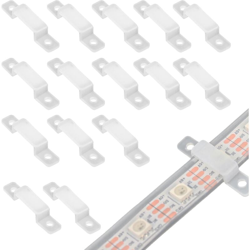 foto del prodotto sollbry 100 clip per strisce led, clip per strisce led da 10 mm per staffe di montaggio per clip per strisce led impermeabili da 10 mm di larghezza